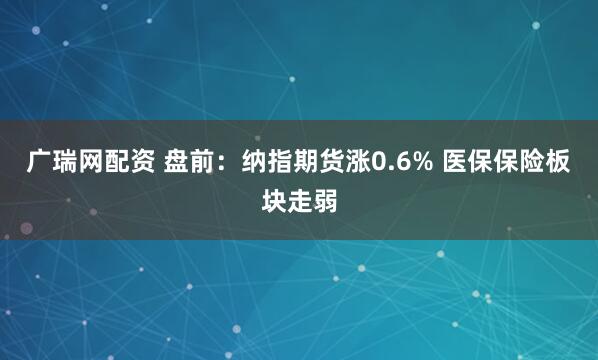 广瑞网配资 盘前：纳指期货涨0.6% 医保保险板块走弱