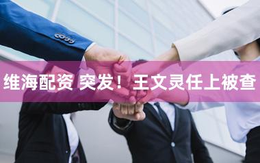 维海配资 突发!王文灵任上被查