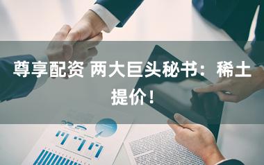 尊享配资 两大巨头秘书:稀土提价!